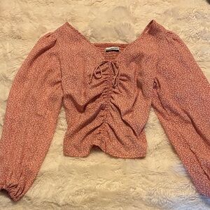 Abercrombie Ruched Orange Floral Top